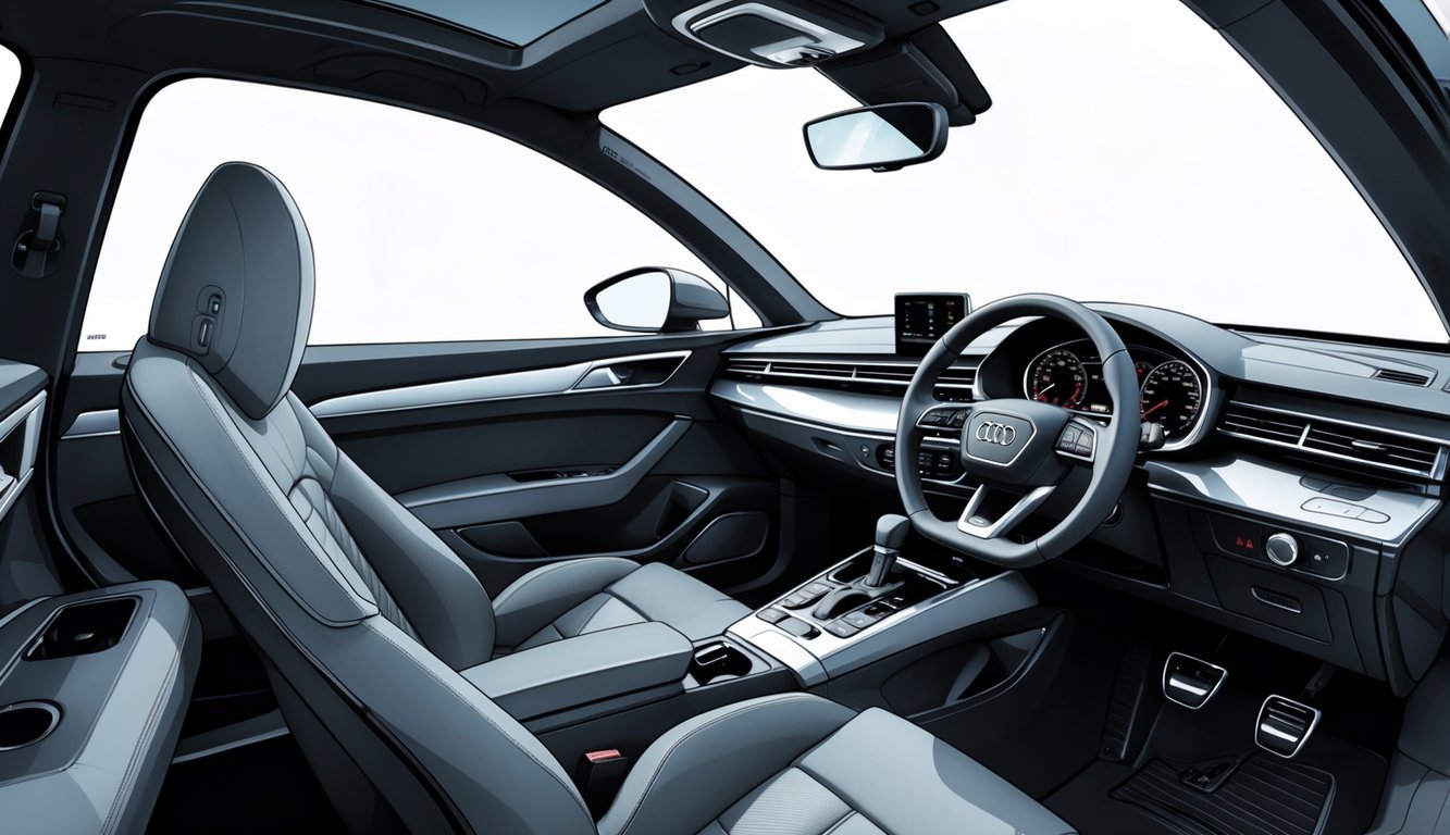 Unutrašnjost Audija A3 s udobnim sjedalima, prostranim prostorom i praktičnim detaljima.