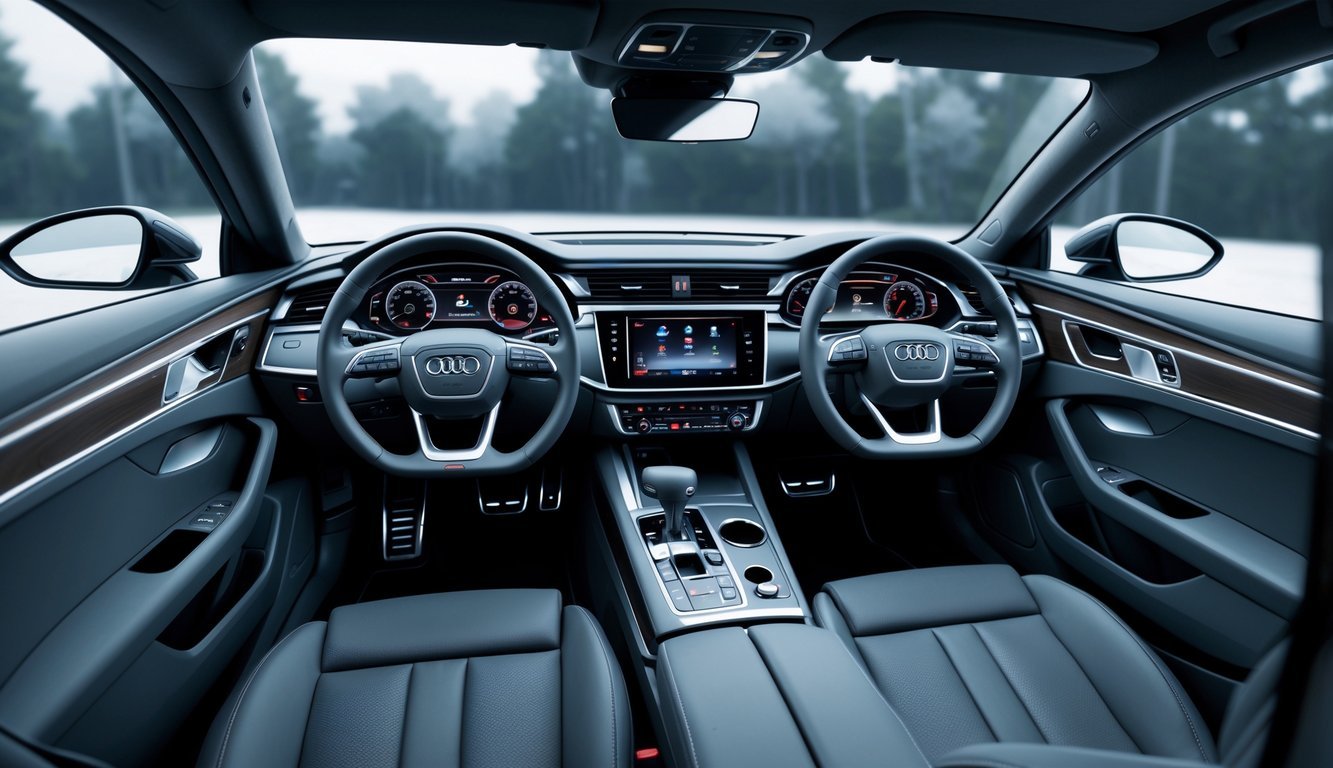 Unutrašnjost automobila Audi A6 3.0 TDI Quattro s prikazom luksuznih sjedala, upravljačke ploče i modernog infotainment sustava.