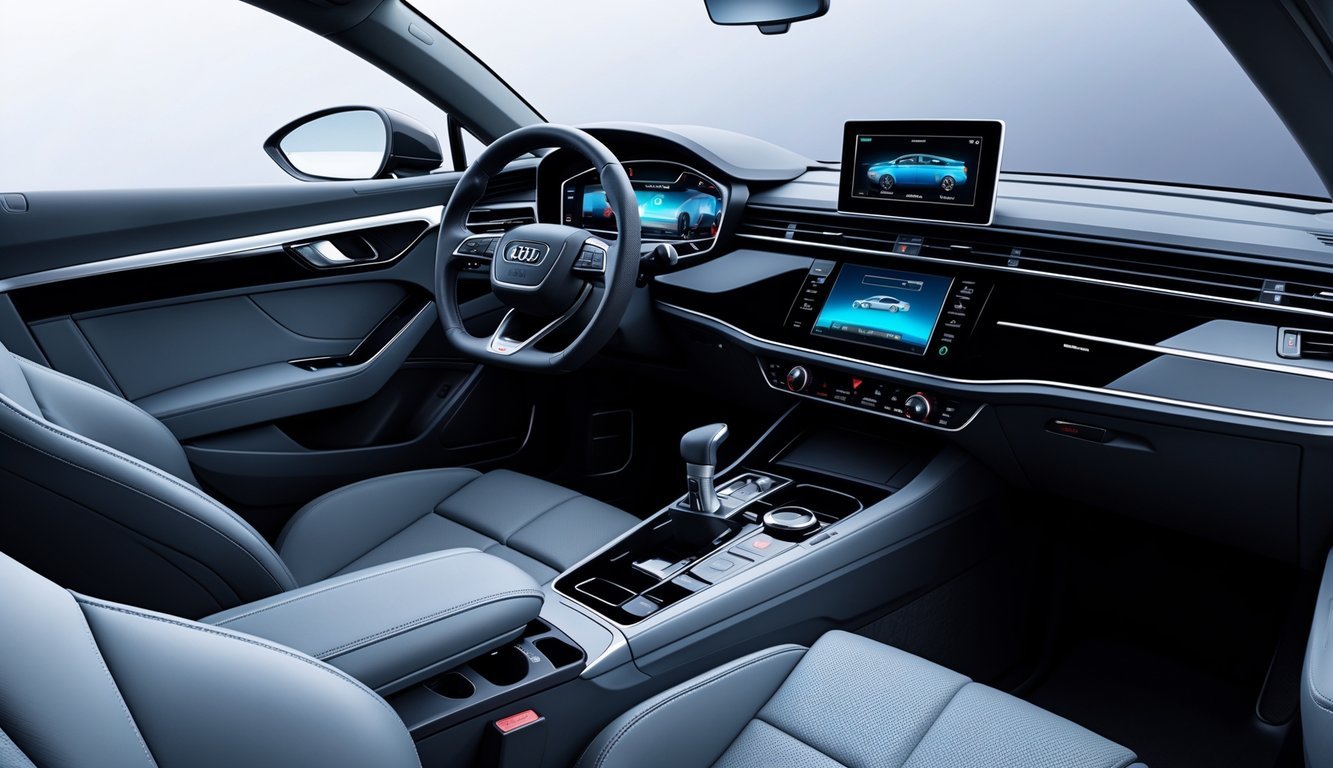 Unutrašnjost Audija A6 s prikazom kvalitetne izrade i modernog infotainment sustava.