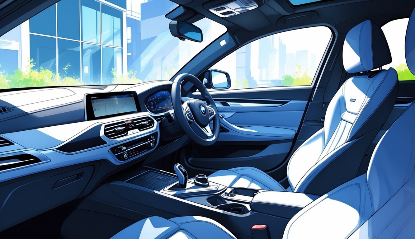 Unutrašnjost BMW 116i automobila s udobnim sjedalima i prostranim prostorom.