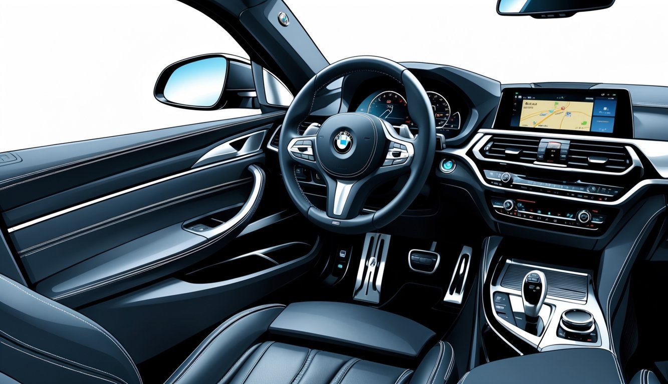 Unutrašnjost BMW 118d s prikazom vozačkog sjedala, upravljača i zaslona infotainment sustava.