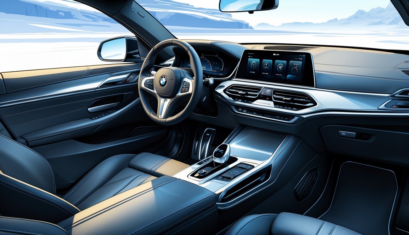 Unutrašnjost BMW vozila s prikazom kvalitetne izrade i modernog infotainment sustava.