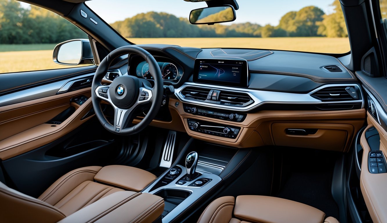 Unutrašnjost BMW X1 automobila s prikazom infotainment sustava i kvalitetnim materijalima.