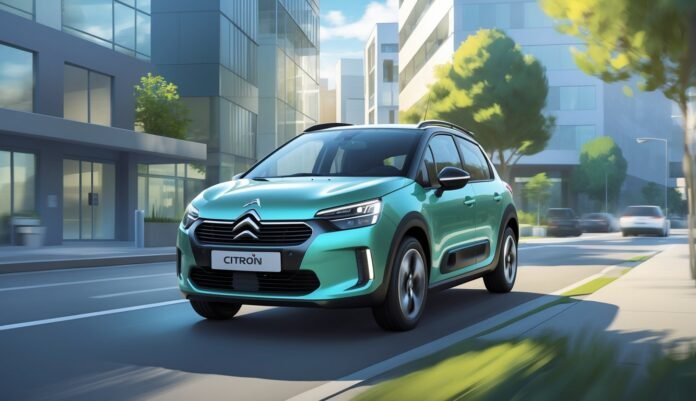 Automobil Citroën 1.4 HDi na gradskom ulici s modernim zgradama u pozadini.