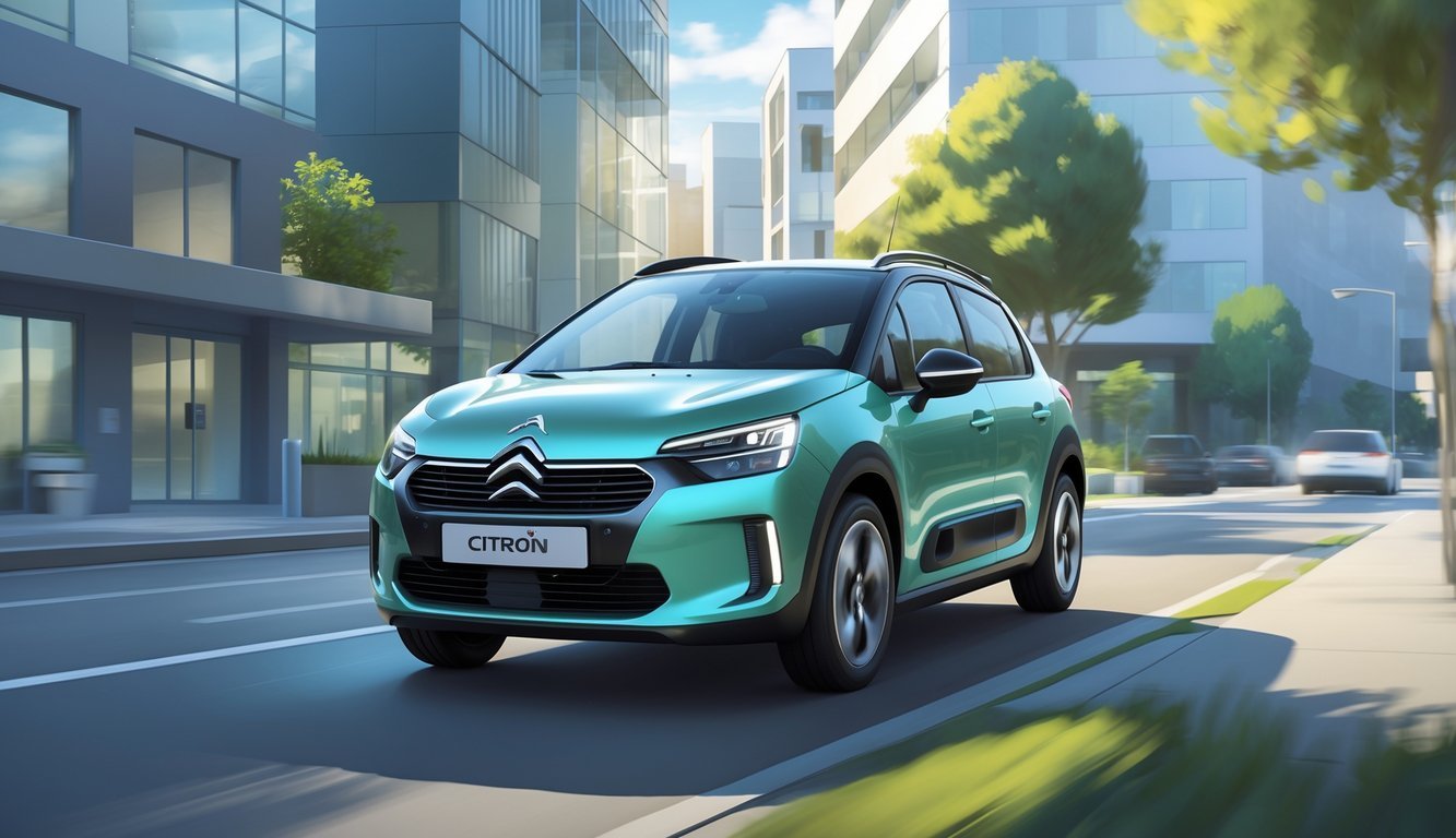 Automobil Citroën 1.4 HDi na gradskom ulici s modernim zgradama u pozadini.