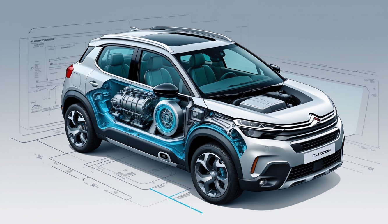 Prikaz motora i mjenjača Citroena C-Crosser s naglaskom na performanse vozila.