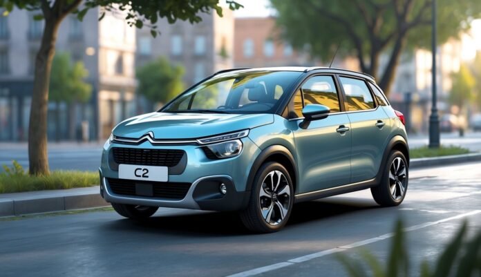 Citroën C2 1.4 HDi parkiran na gradskoj ulici tijekom dana.