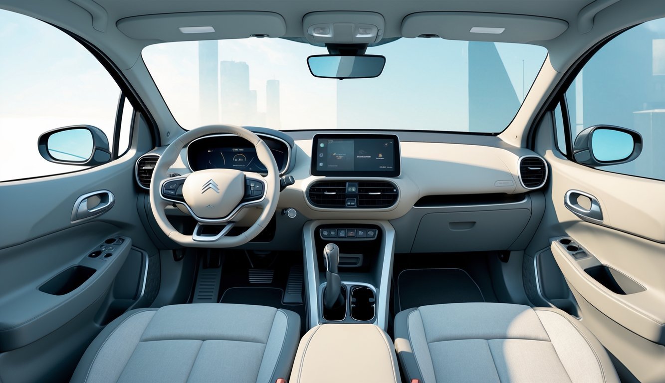 Unutrašnjost Citroëna C3 2 s udobnim sjedalima, prostranim prostorom i praktičnim spremištima.