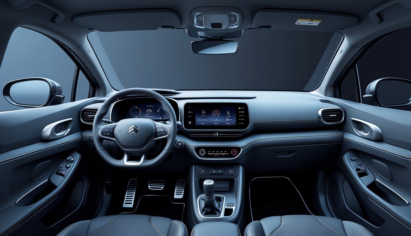 Unutrašnjost Citroën C3 2 automobila s prikazom upravljača, zaslona infotainment sustava i udobnih sjedala.