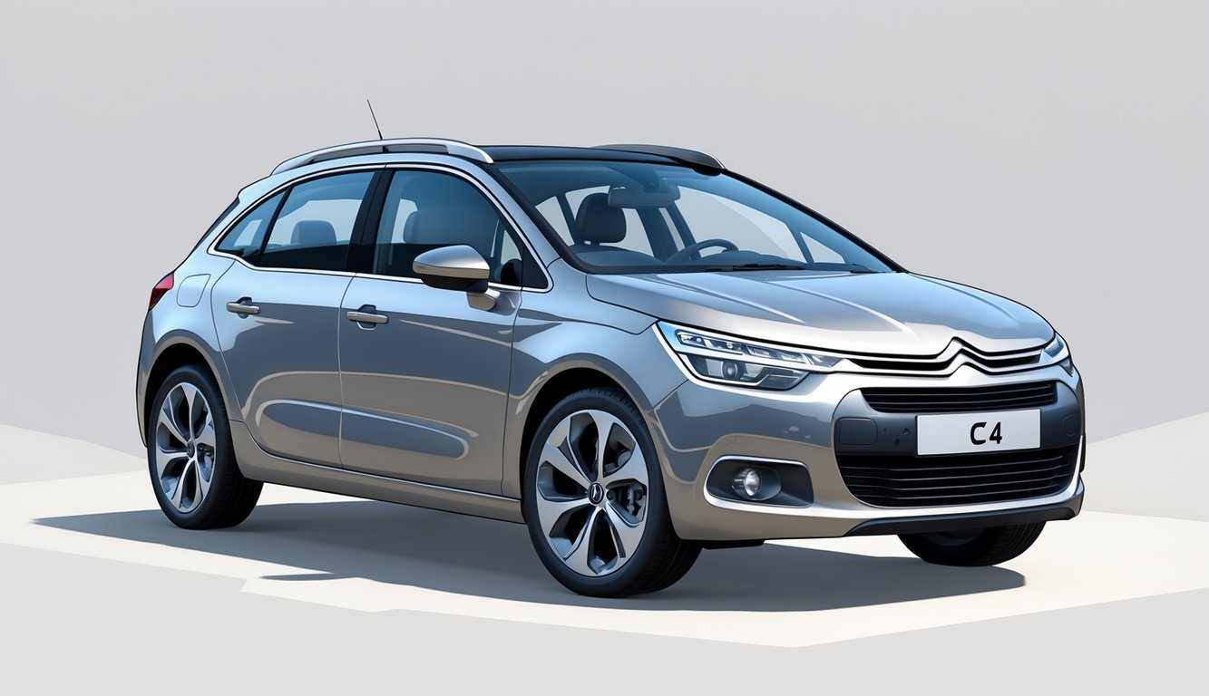 Srebrni Citroën C4 1.4 16V automobil prikazan iz prednjeg kuta na neutralnoj pozadini.