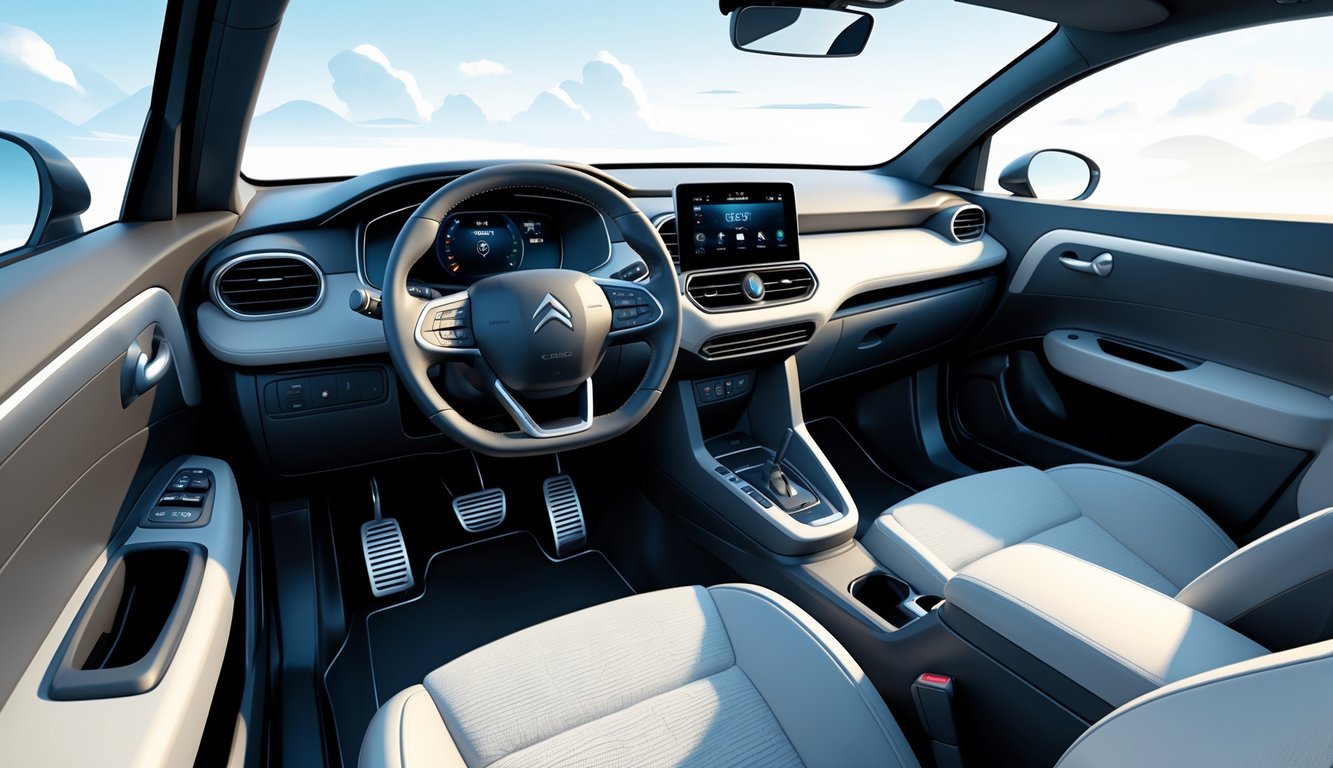 Unutrašnjost automobila Citroën C4 1.4 16V s prikazom upravljača, središnje konzole i infotainment sustava.