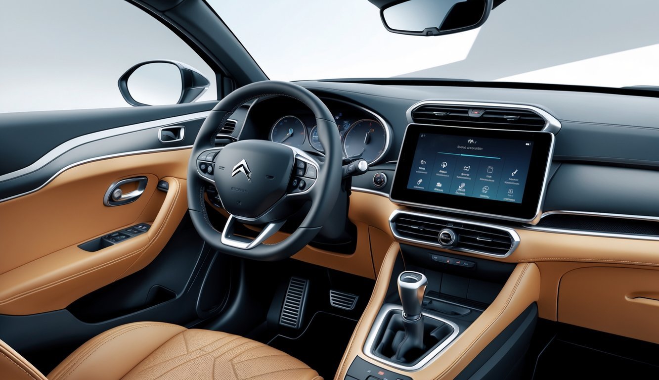 Prikaz unutrašnjosti Citroën C3 Pluriel s naglaskom na kvalitetu izrade i infotainment sustav.