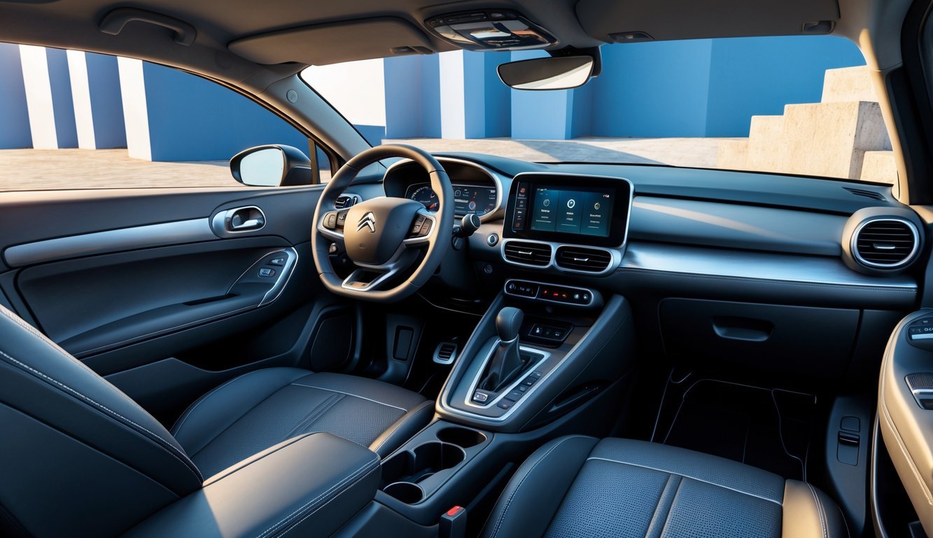 Unutrašnjost automobila Citroën C4 Cactus s prikazom upravljača, sjedala i središnjeg ekrana infotainment sustava.