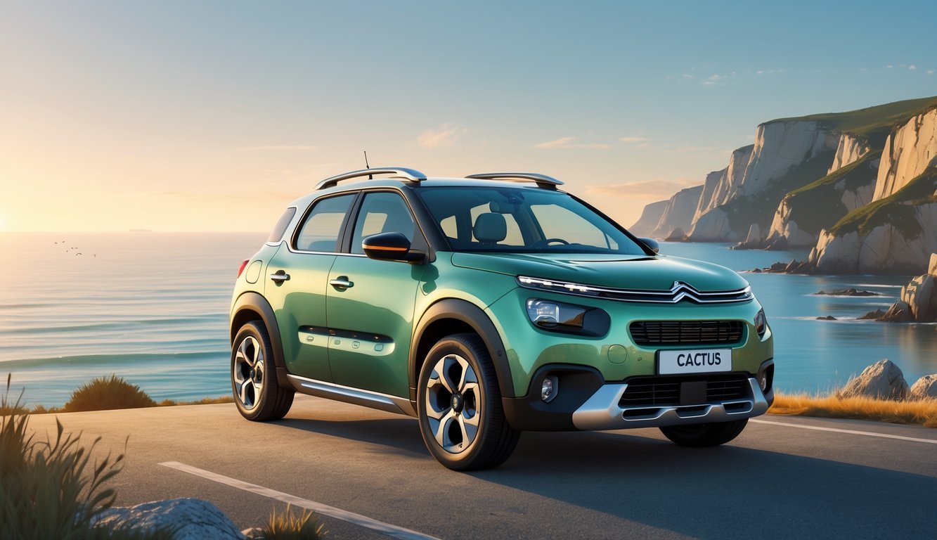 Citroën C4 Cactus parkiran na obalnoj cesti uz more i stjenovite litice u pozadini.