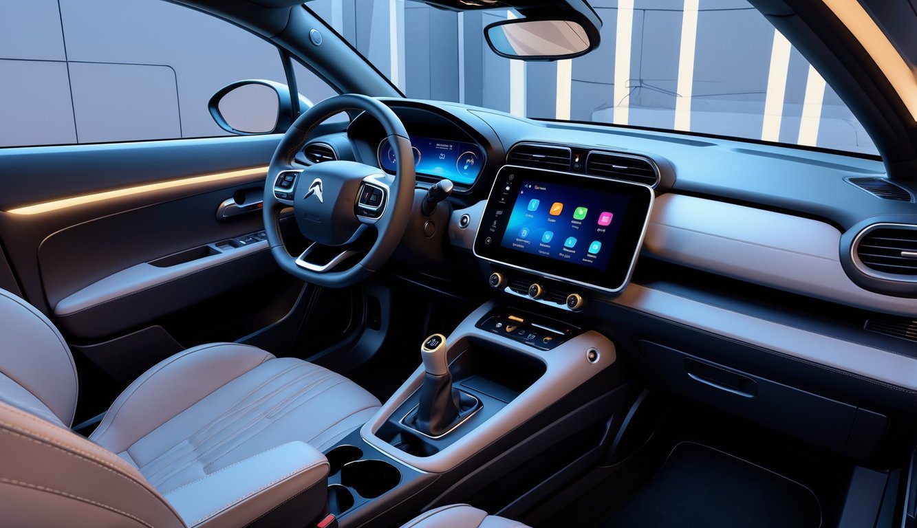 Unutrašnjost Citroën Cactus automobila s prikazom upravljačke ploče, sjedala i infotainment sustava.