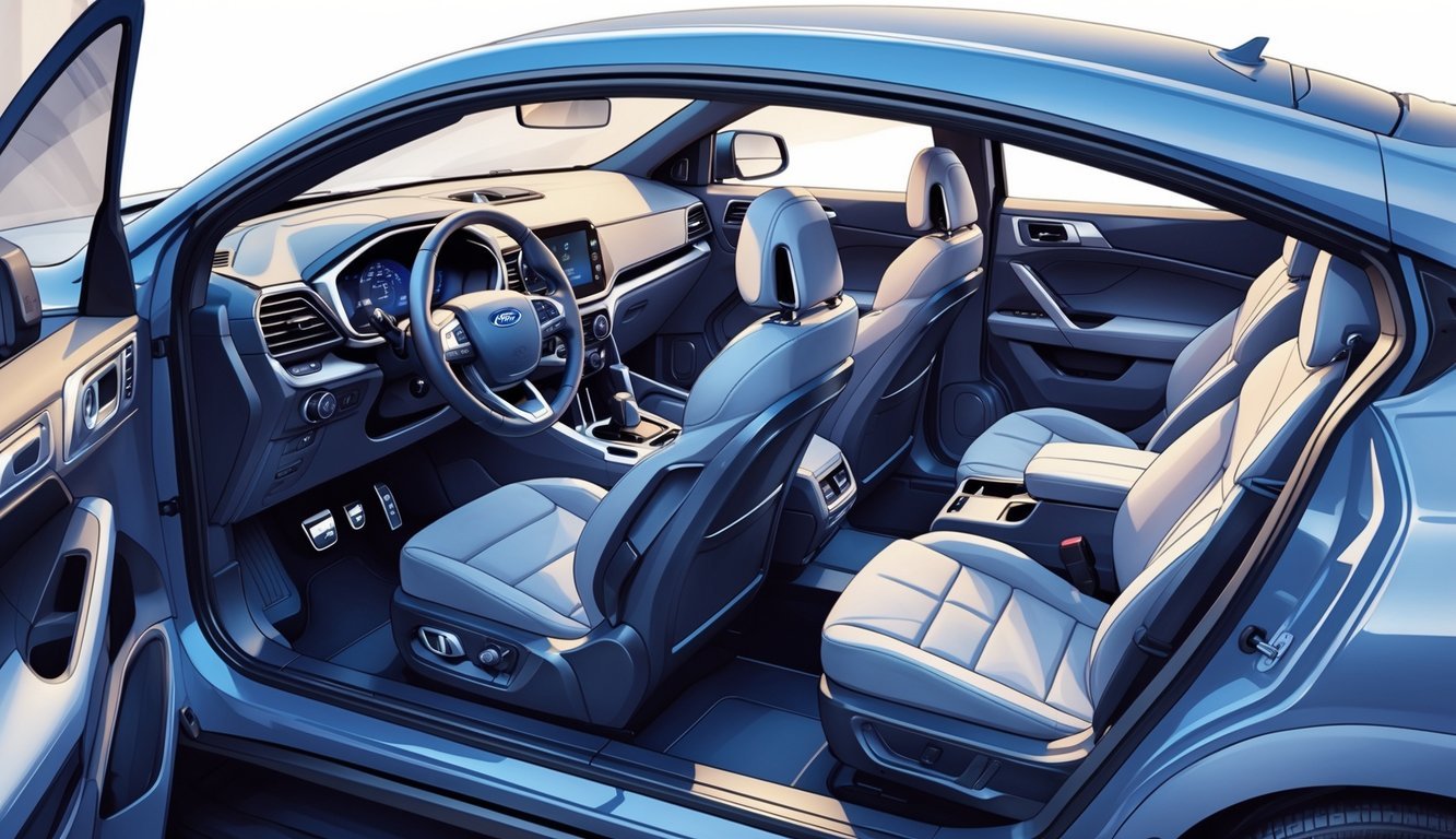 Unutrašnjost Ford Pume s otvorenim vratima koja pokazuje prostrane i udobne sjedalice te praktični prtljažni prostor s predmetima.