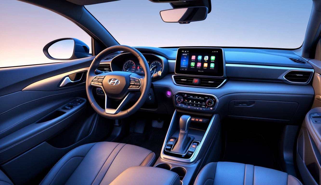 Unutrašnjost Hyundai Kona automobila s fokusom na kvalitetu izrade i infotainment sustav.
