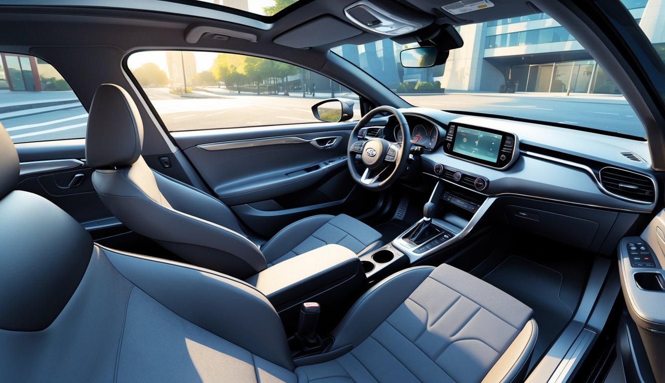 Kia Ceed 1.6 CRDi parkiran na ulici s otvorenim vratima koja pokazuju prostranu i udobnu unutrašnjost automobila.