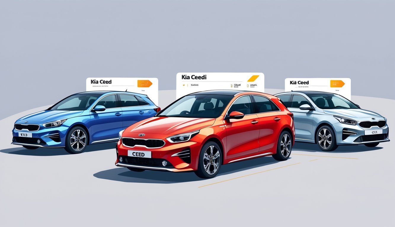 Tri kompaktna hatchback automobila postavljena jedan do drugog radi usporedbe, s crvenim automobilom u sredini i dva druga u plavoj i srebrnoj boji.