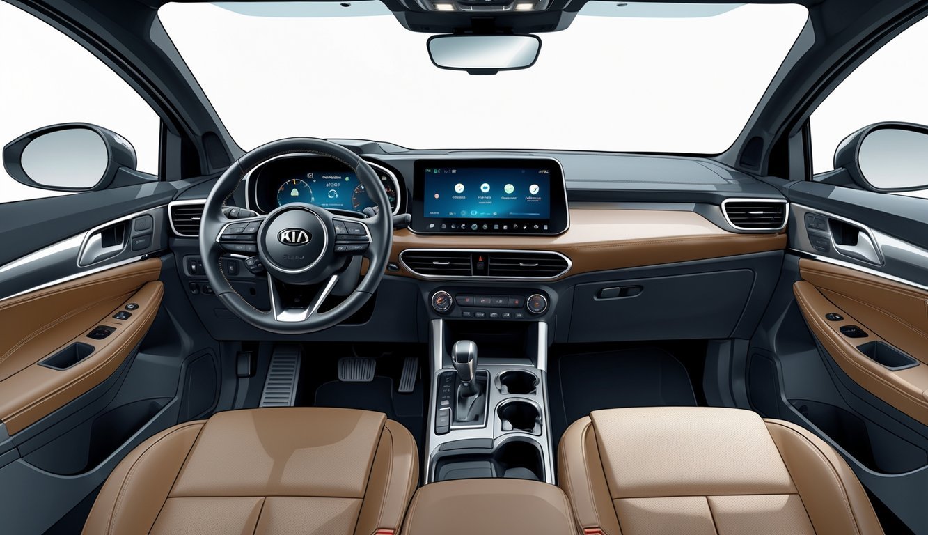 Unutrašnjost Kia XCeed automobila s prikazom upravljačke ploče, sjedala i infotainment sustava.