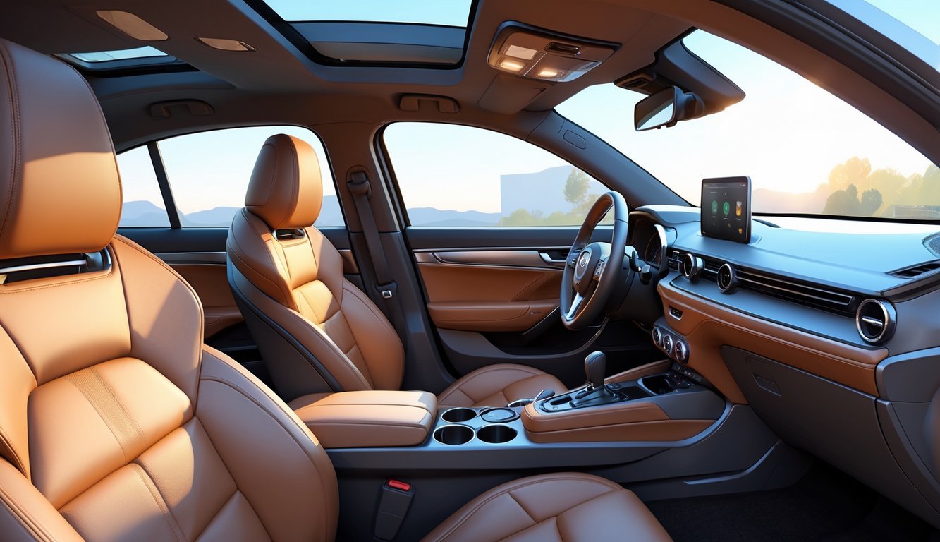 Unutrašnjost Mazde CX-60 s udobnim kožnim sjedalima, prostranim prostorom i praktičnim detaljima poput spremišta i modernog upravljačkog panela.