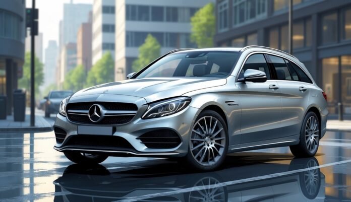 Mercedes-Benz C220d karavan parkiran na ulici u gradu.