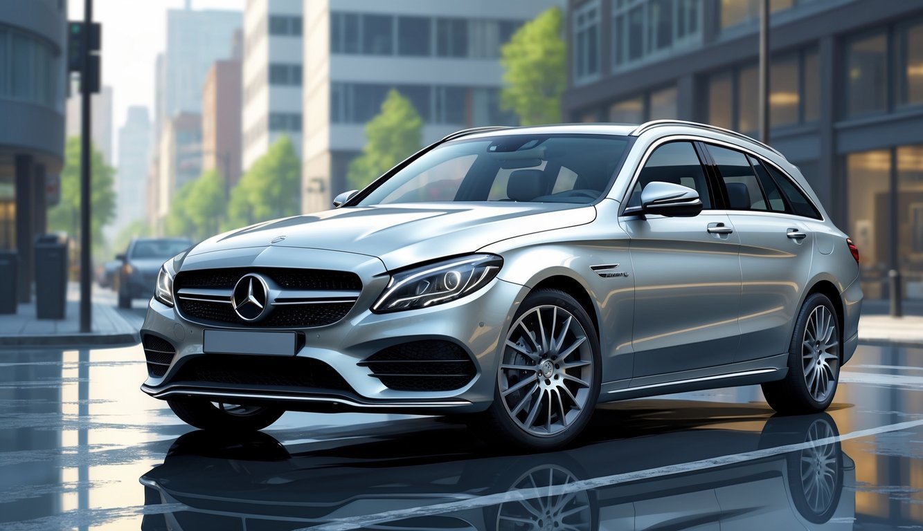 Mercedes-Benz C220d karavan parkiran na ulici u gradu.