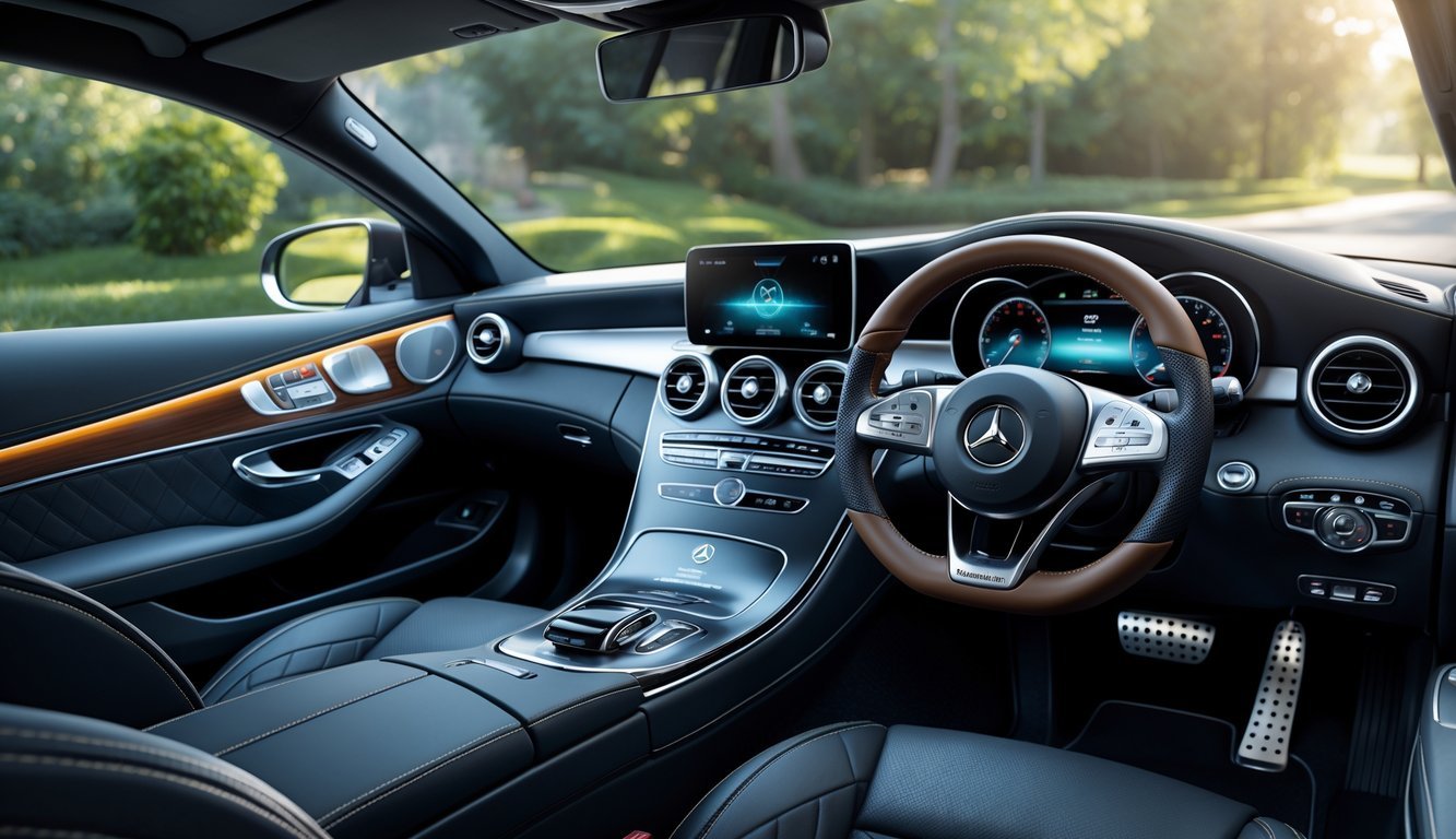 Unutrašnjost Mercedesa C300d s prikazom kvalitetne izrade i infotainment sustava.