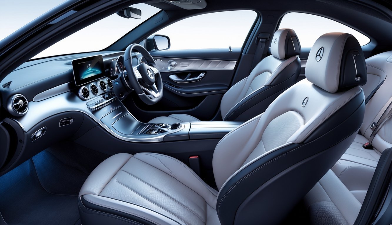 Unutrašnjost Mercedesa C klase s udobnim sjedalima i prostranim prostorom.