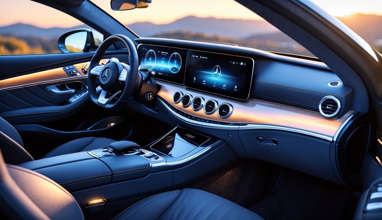 Unutrašnjost Mercedesa GLA s prikazom upravljača, ekrana infotainment sistema i kvalitetnih materijala.