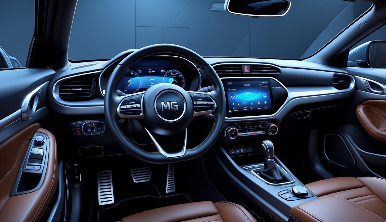 Unutrašnjost MG 3 automobila s prikazom upravljača, središnje konzole i modernog infotainment sustava.