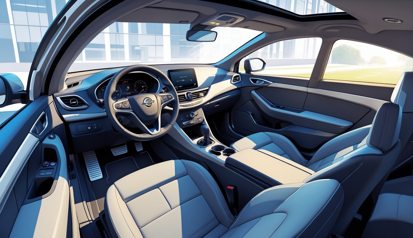 Prikaz unutrašnjosti i eksterijera Opel Astre H 1.7 CDTI s naglaskom na udobnost, prostor i praktičnost.