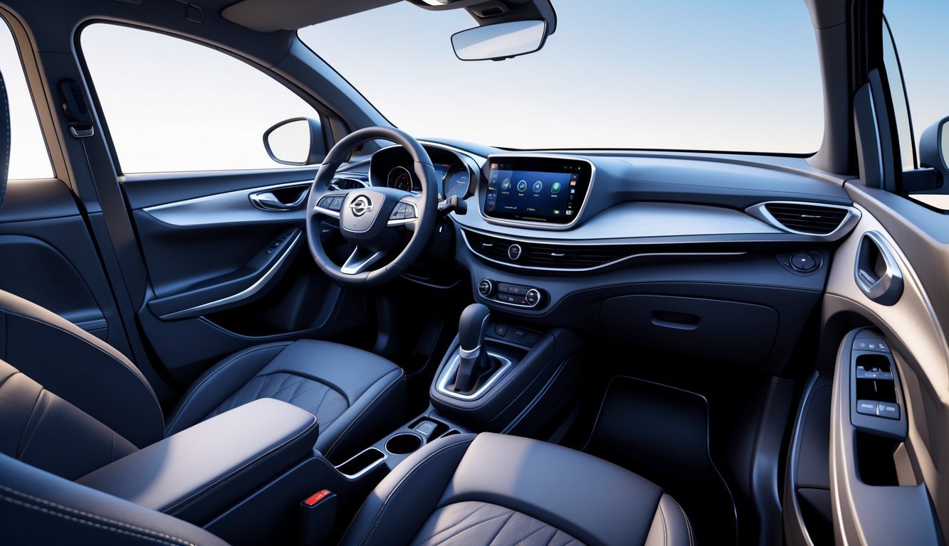 Prikaz unutrašnjosti Opel Mokka automobila s fokusom na upravljač, središnju konzolu i infotainment sustav.