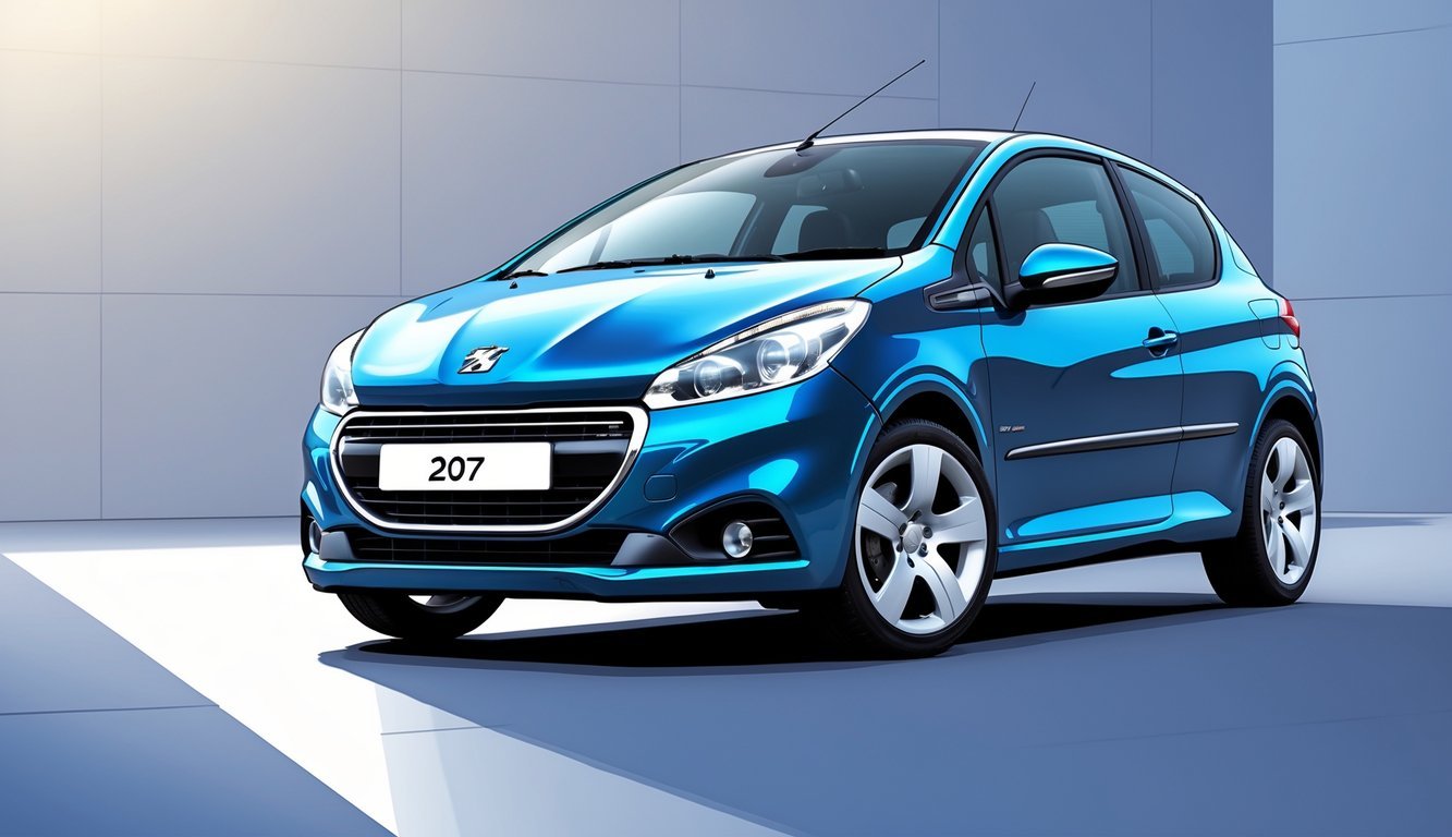 Plavi Peugeot 207 1.4 parkiran u urbanom okruženju.