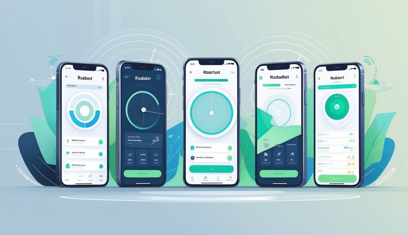 Ilustracija koja prikazuje usporedbu različitih modela aplikacija za detekciju radara na zaslonima pametnih telefona.