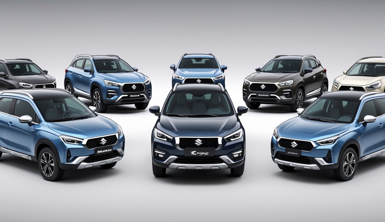 Prikaz nekoliko modernih crossover vozila postavljenih u usporedbu, s Suzuki S-Crossom u sredini i drugim sličnim modelima sa strane.