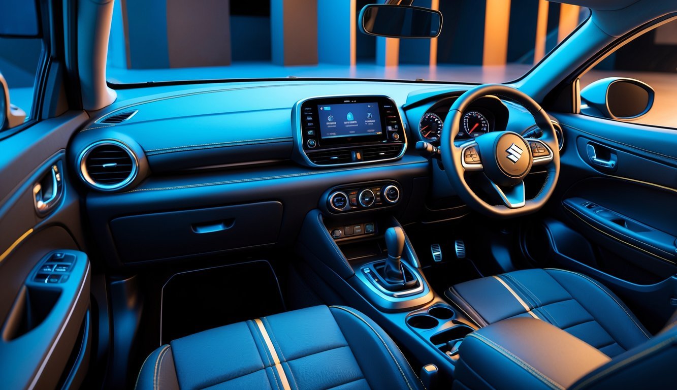 Unutrašnjost Suzuki Swift automobila s naglaskom na kvalitetu izrade i infotainment sustav.