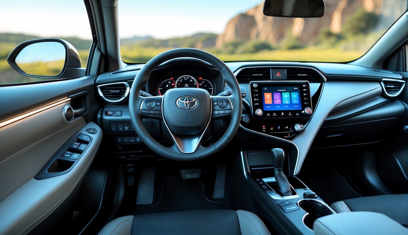 Prikaz unutrašnjosti automobila Toyota Yaris s naglaskom na kvalitetu izrade i infotainment sustav.