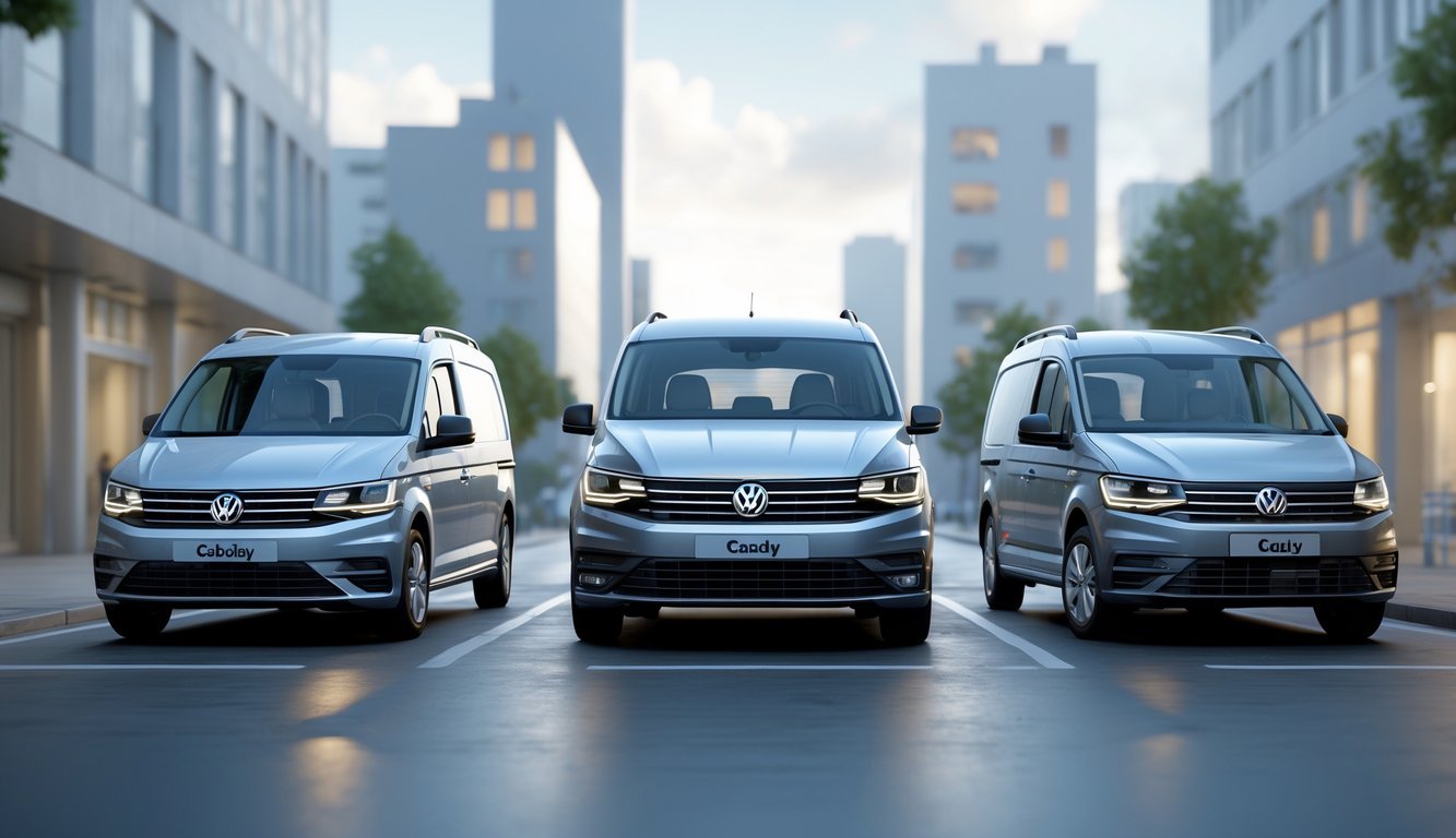 Tri kompaktna kombija parkirana jedan do drugog u gradskom okruženju radi usporedbe modela.